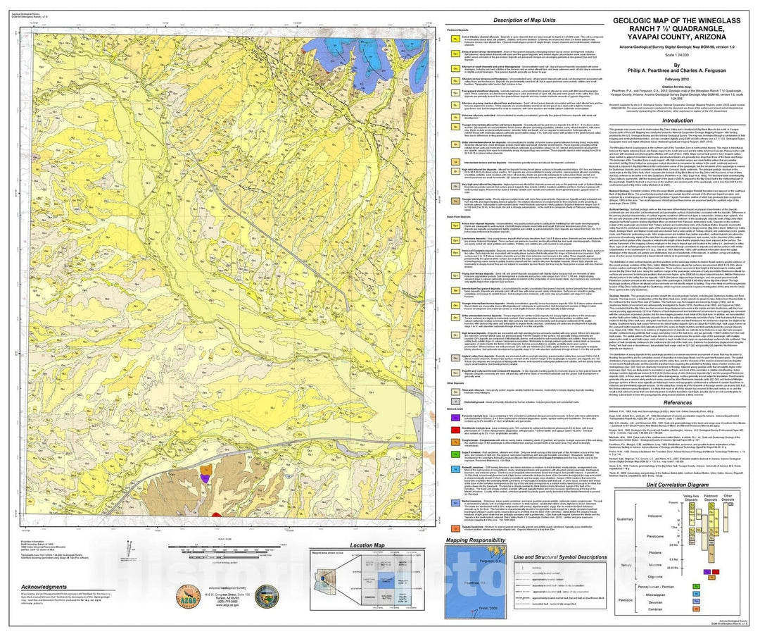 Map : Geologic map of the Wineglass Ranch seven 1/2' Quadrangle, Yavapai County, Arizona, 2011 Cartography Wall Art :