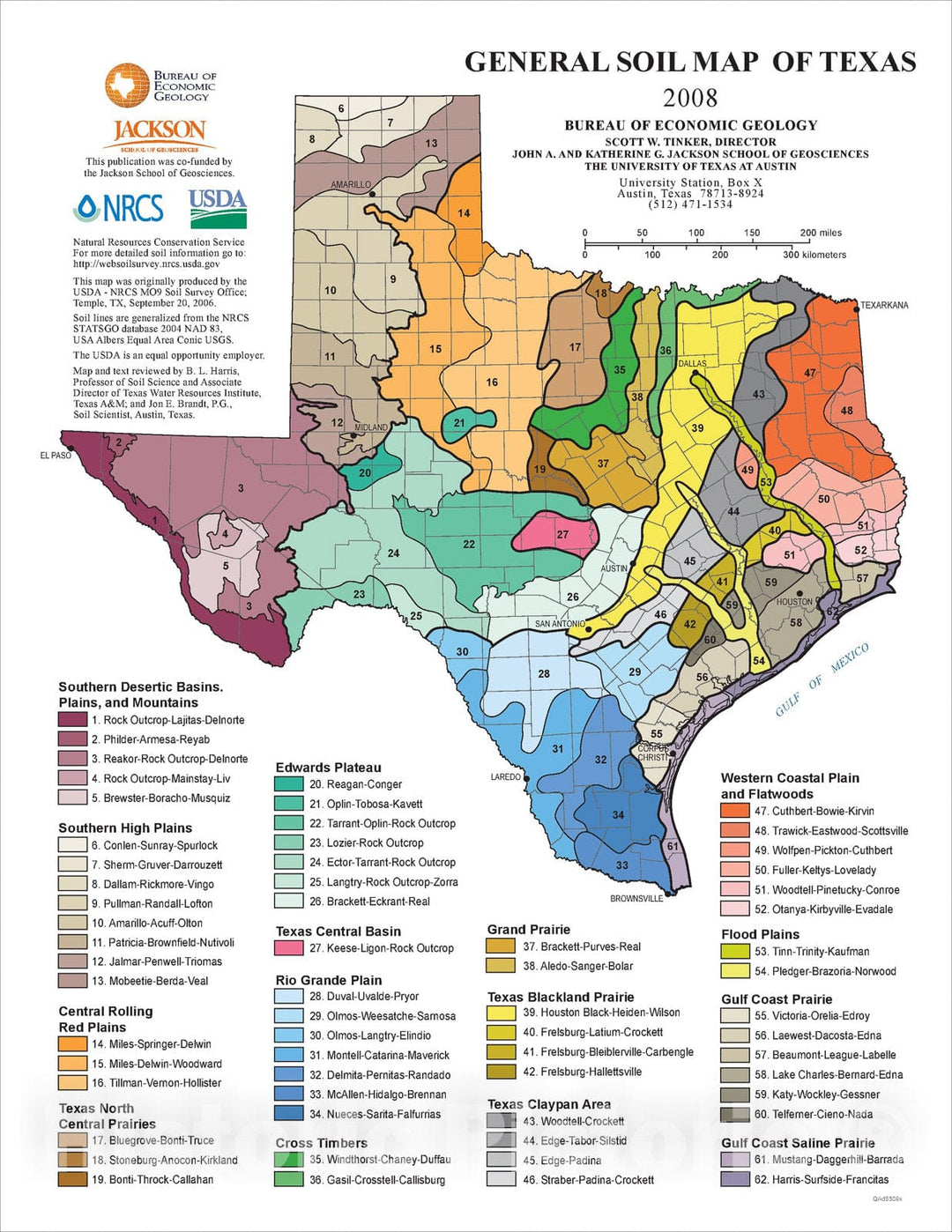 Map : General Soil Map of Texas, 2008 Cartography Wall Art :