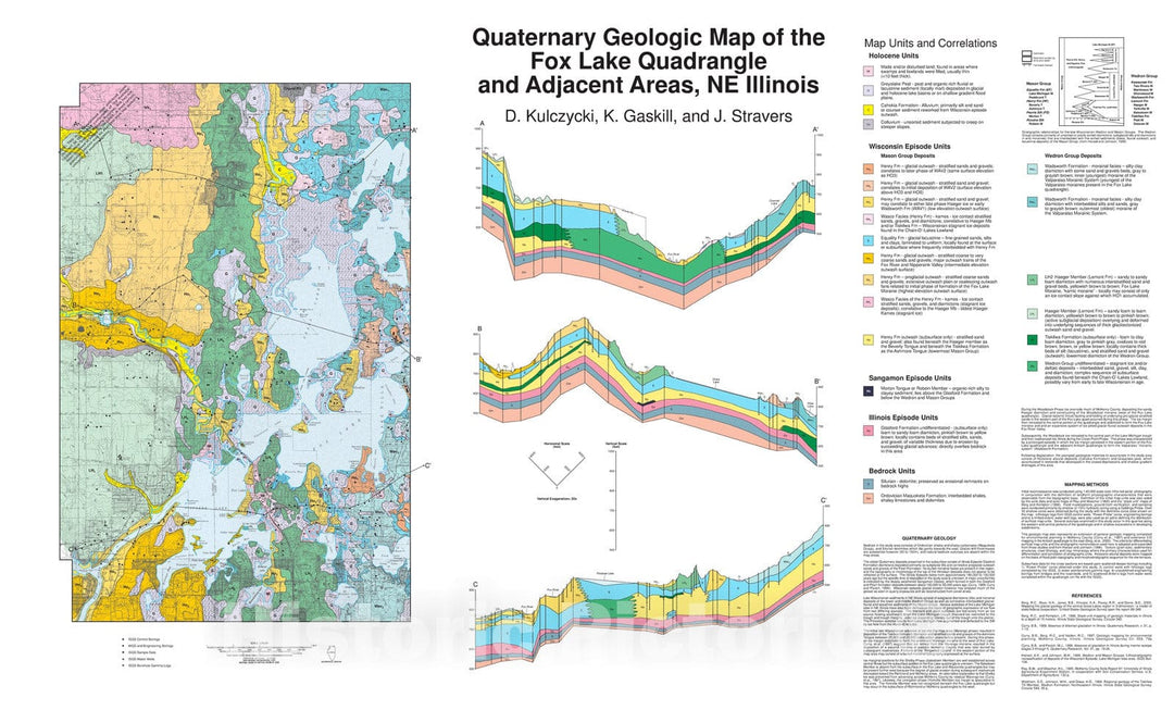 Map : Quaternary geologic map of the Fox Lake Quadrangle and adjacent areas, NE Illinois, 2001 Cartography Wall Art :