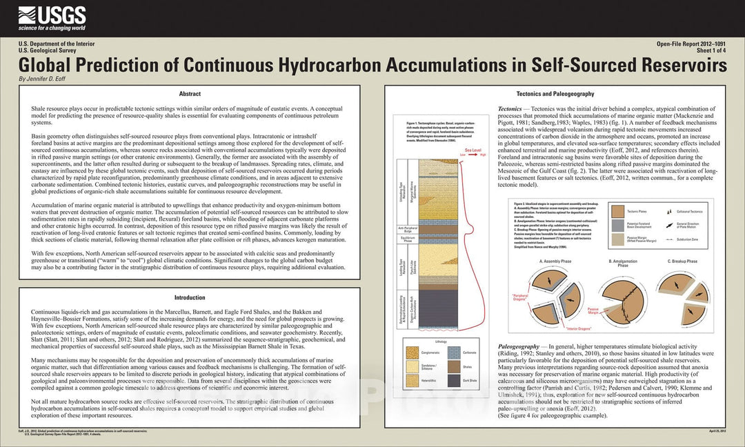 Map : Global prediction of continuous hydrocarbon accumulations in self-sourced reservoirs [example of Barnett Shale, Fort Worth Basin, Texas], 2012 Cartography Wall Art :