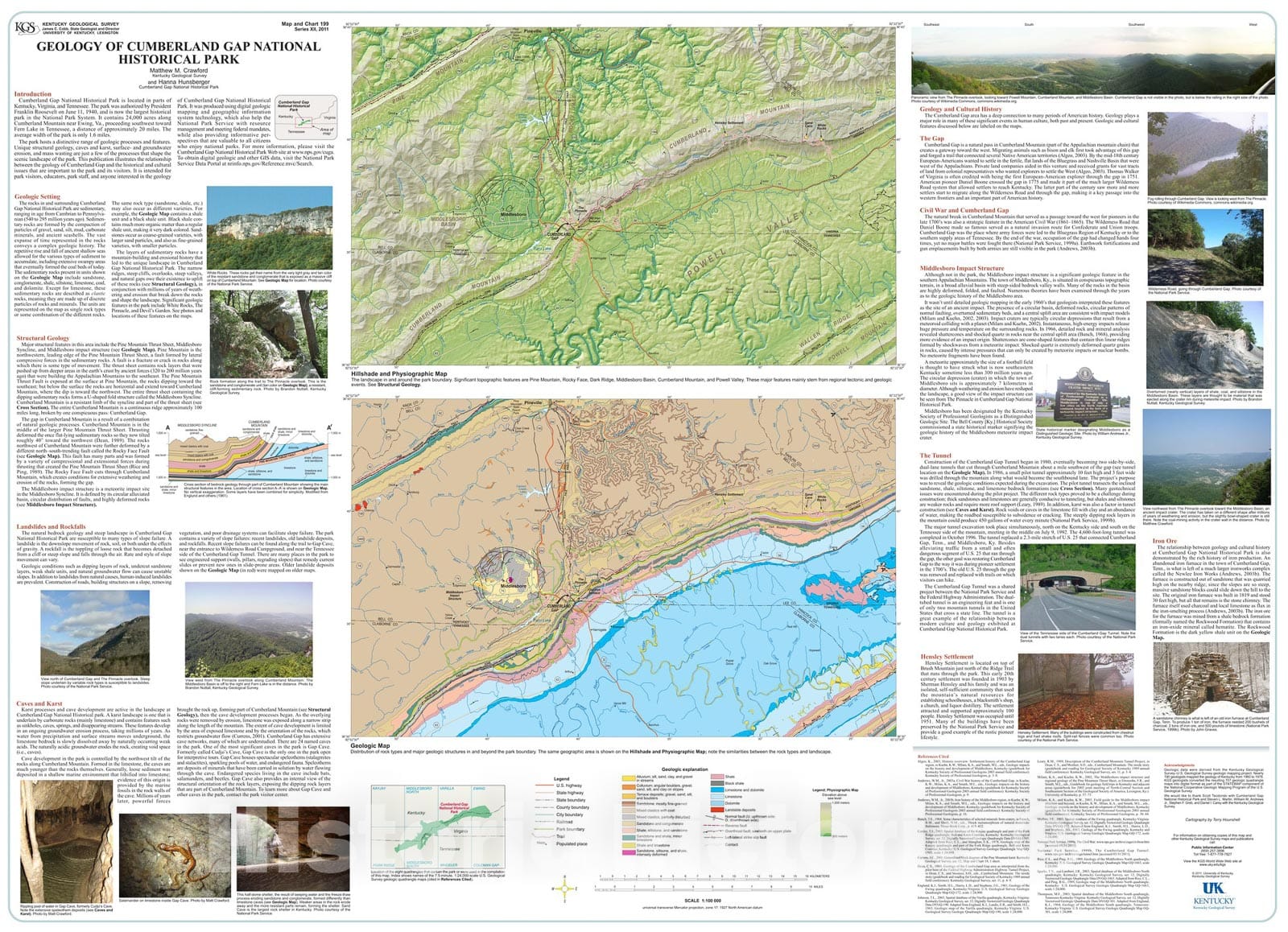 Map : Geology of Cumberland Gap National Historical Park, 2011 Cartography Wall Art :