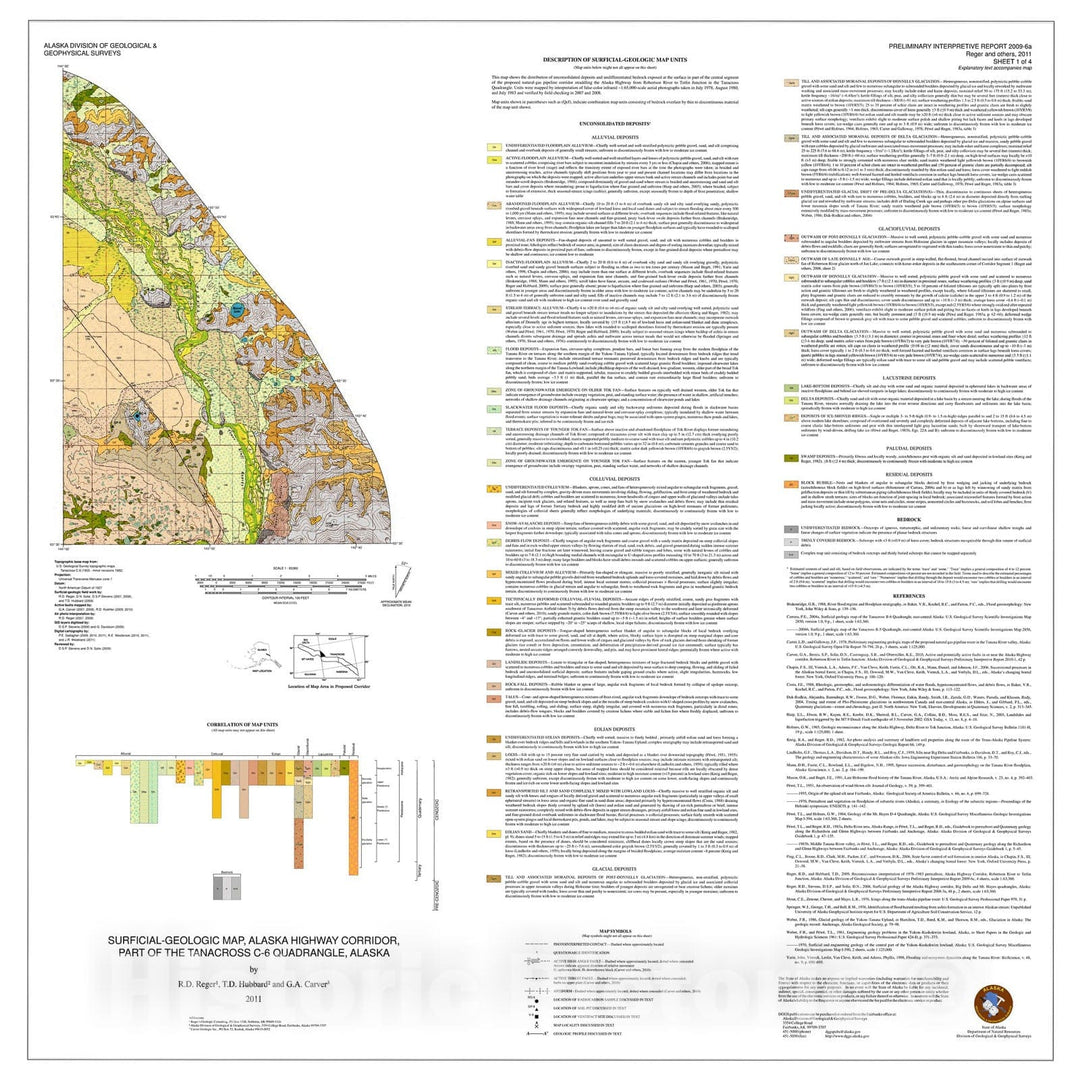 Map : Surficial-geologic map, Alaska Highway Corridor, part of the Tanacross C-6 Quadrangle, Alaska, 2011 Cartography Wall Art :