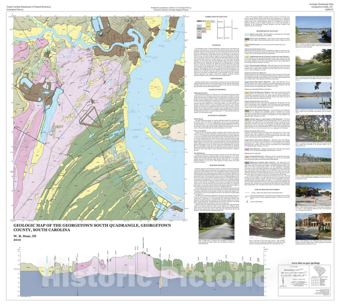 Map : Geologic Map of the Georgetown South Quadrangle, Georgetown County, South Carolina, 2012 Cartography Wall Art :