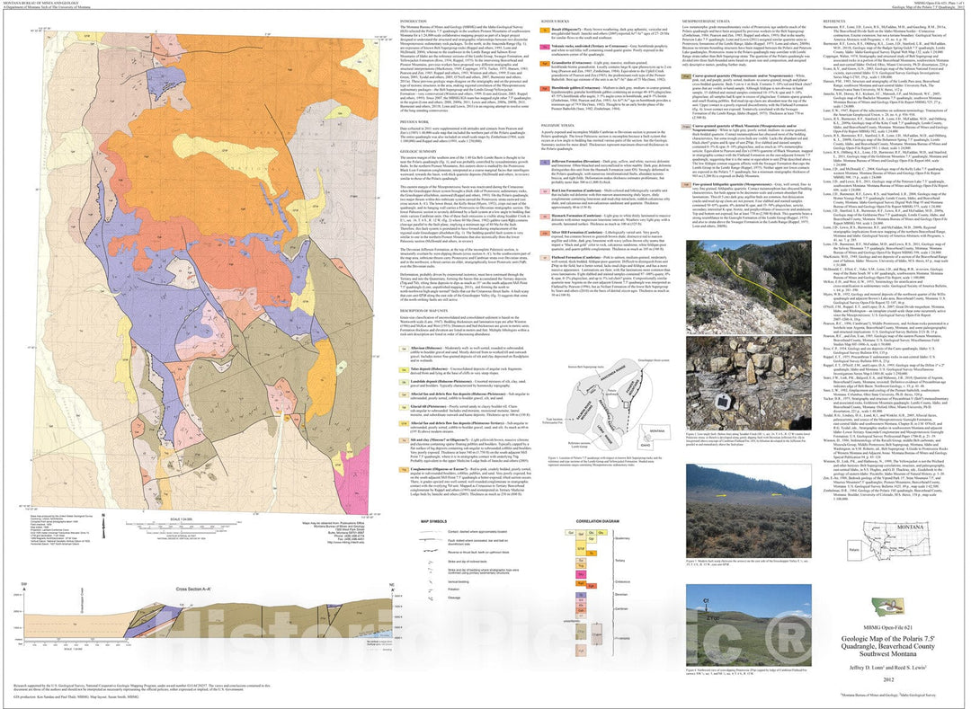 Map : Geologic map of the Polaris 7.5' quadrangle, southwestern Montana, 2012 Cartography Wall Art :