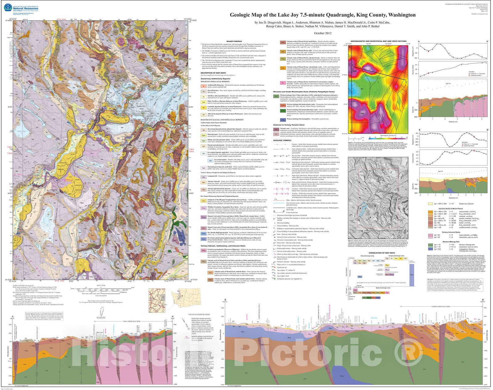 Map : Geologic map of the Lake Joy 7.5-minute quadrangle, King County, Washington, 2012 Cartography Wall Art :