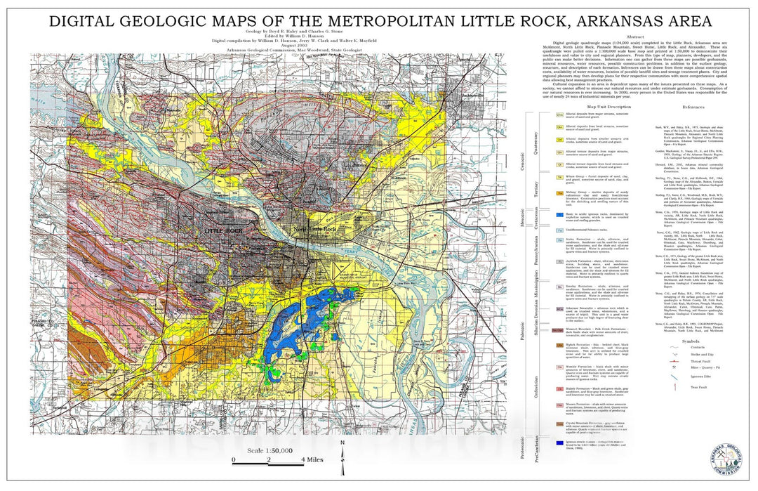 Map : Digital geologic map of the metropolitan Little Rock, Arkansas area, 2003 Cartography Wall Art :