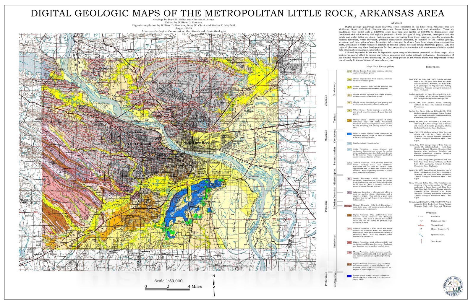 Map : Digital geologic map of the metropolitan Little Rock, Arkansas area, 2003 Cartography Wall Art :