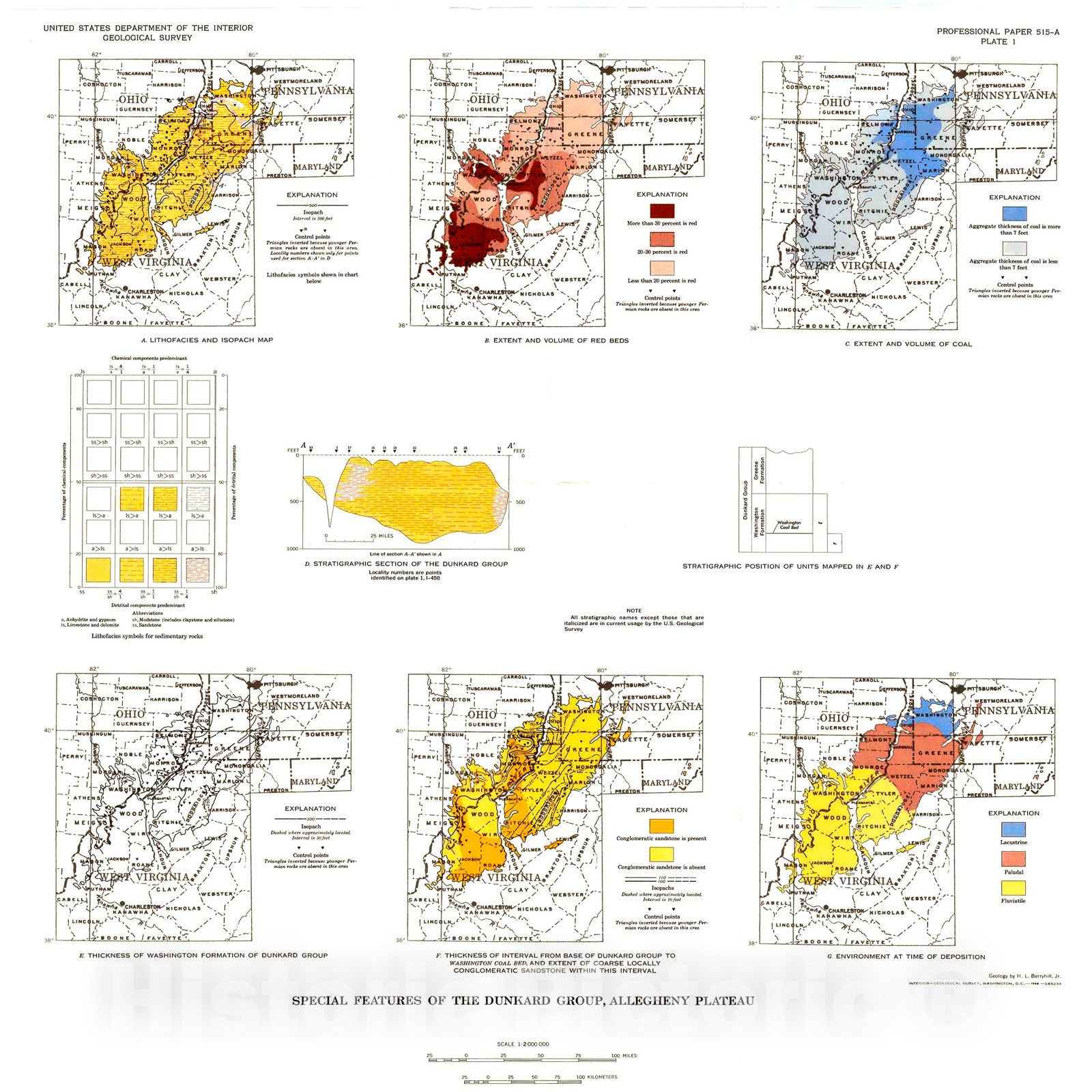 Map : Paleotectonic investigations of the Permian system in the United States, 1967 Cartography Wall Art :