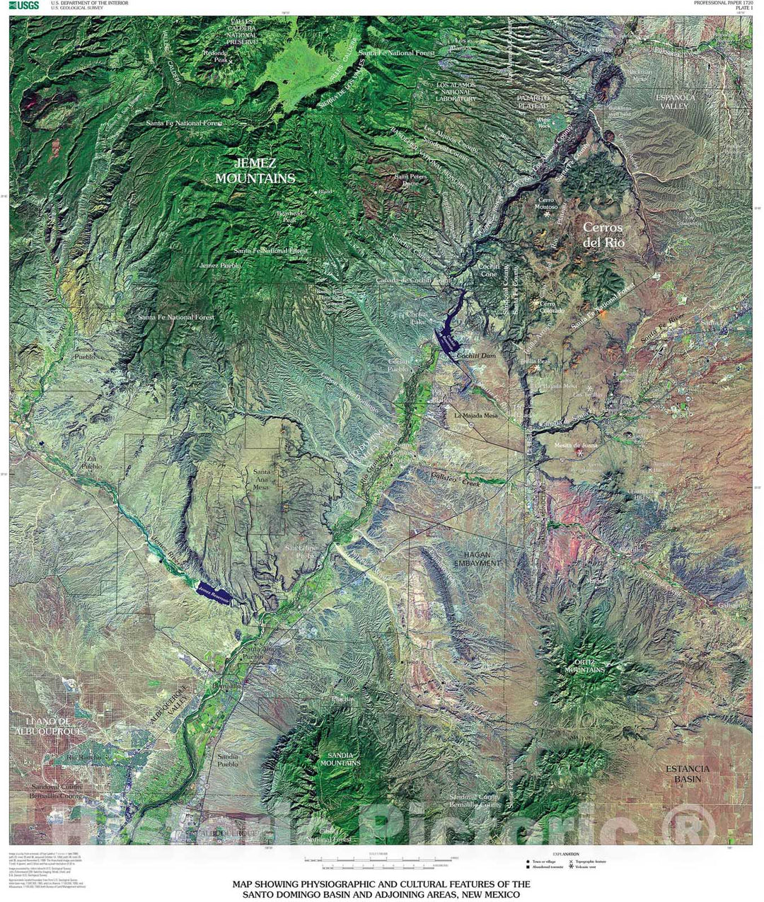 Map : The Cerrillos uplift, the La Bajada constriction, and hydrogeologic framework of the Santo Domingo Basin, Rio Grande rift, New Mexico, 2007 Cartography Wall Art :