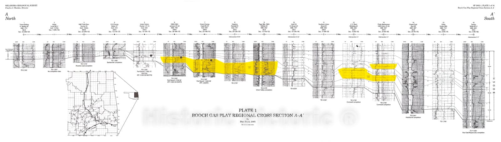 Map : The Booch gas play in southeastern Oklahoma: Regional and field-specific petroleum geological analysis, 2005 Cartography Wall Art :