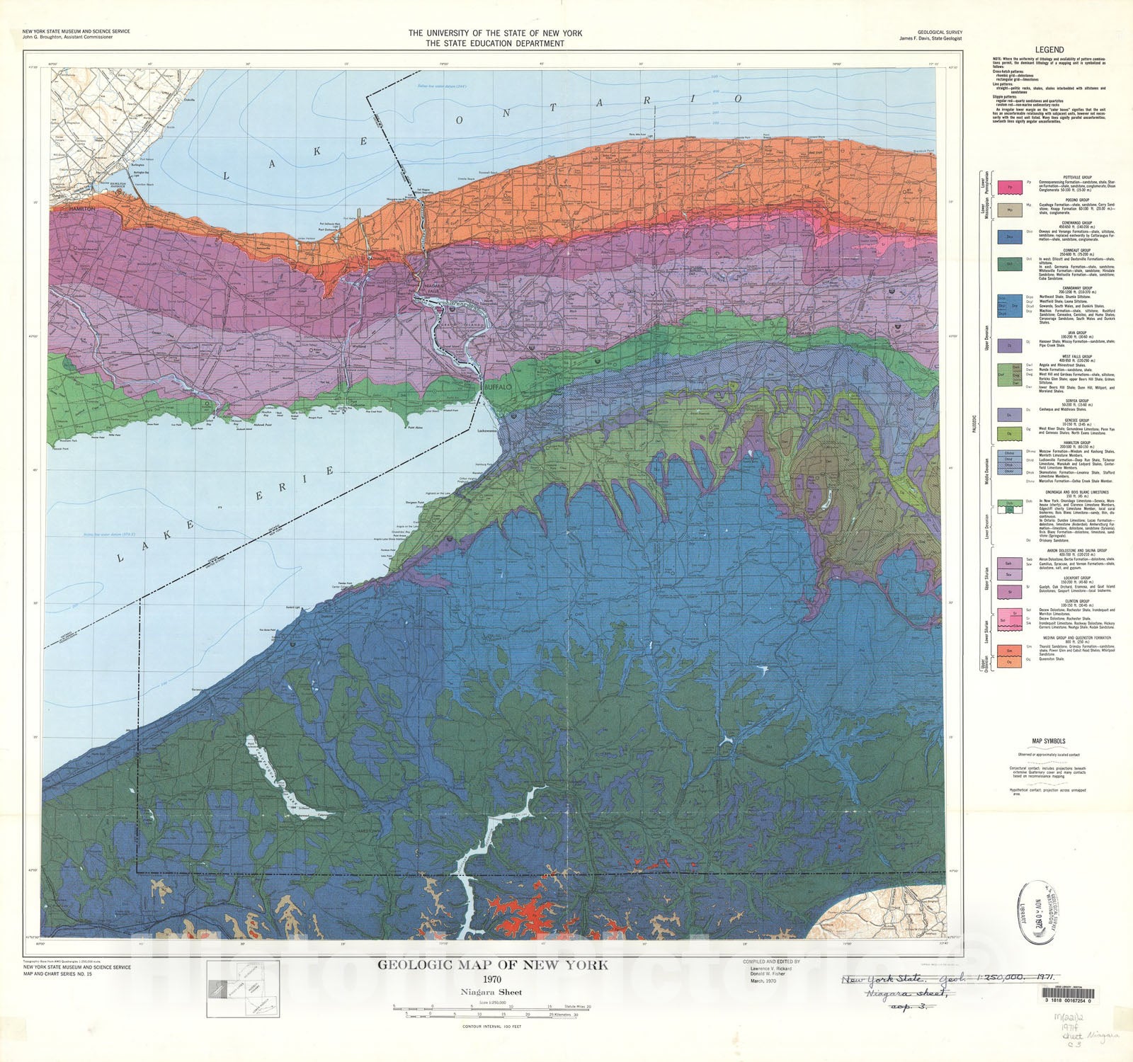 Map : Geologic map of New York, 1970 Cartography Wall Art :