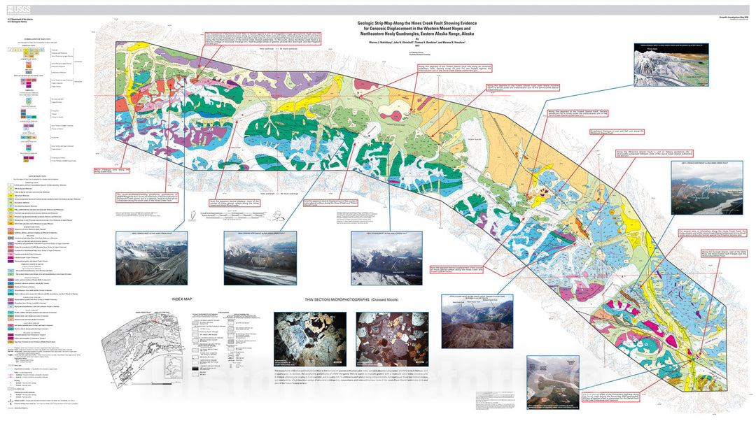 Map : Geologic strip map along the Hines Creek fault showing evidence for Cenozoic displacement in the western Mount Hayes and northeast, 2013 Cartography Wall Art :