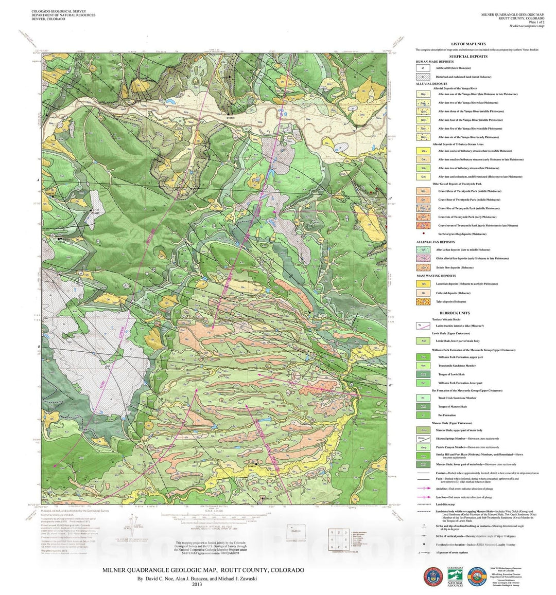 Map : Milner Quadrangle Geologic Map, Routt County, Colorado, 2013 Cartography Wall Art :