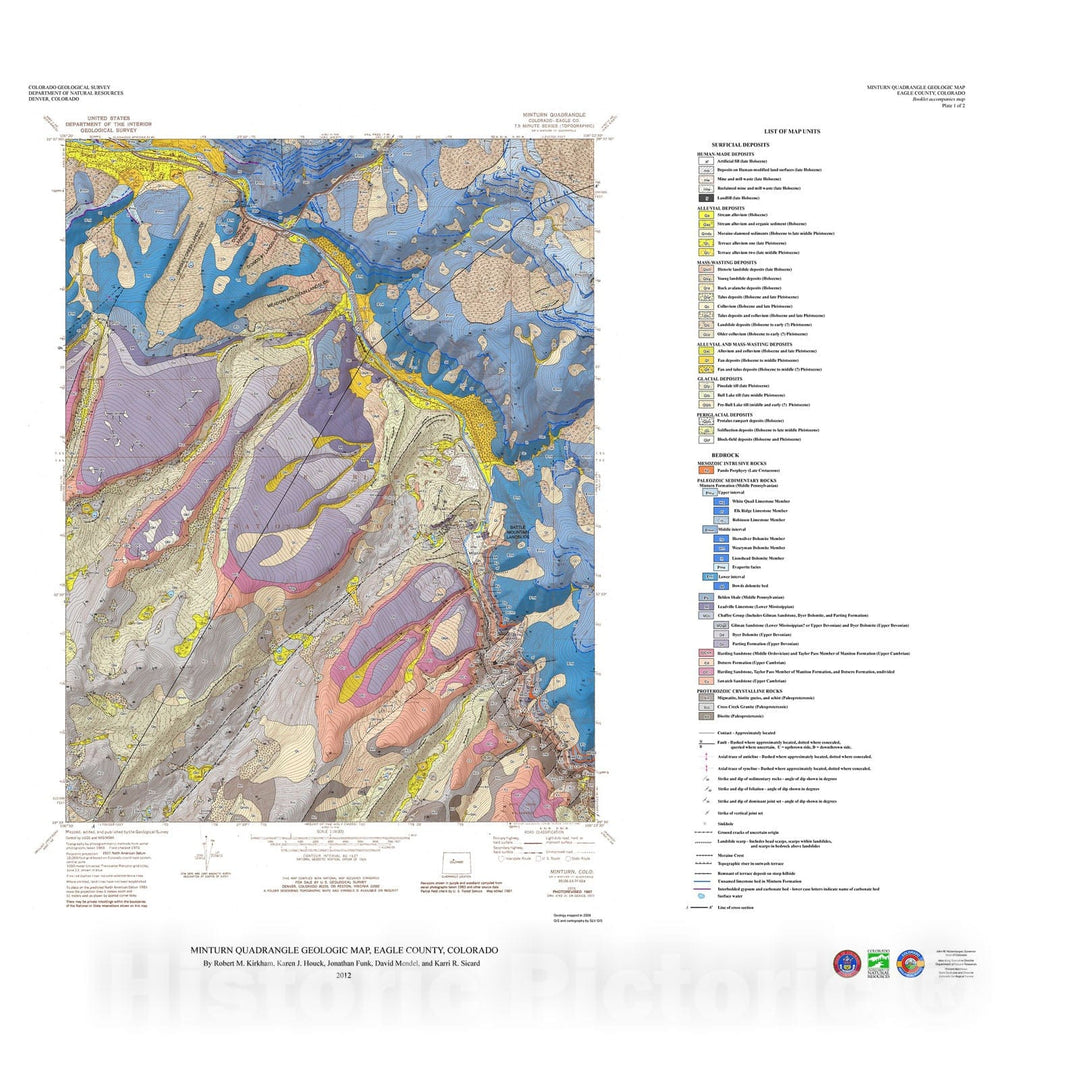 Map : Minturn Quadrangle Geologic Map, Eagle County, Colorado, 2012 Cartography Wall Art :