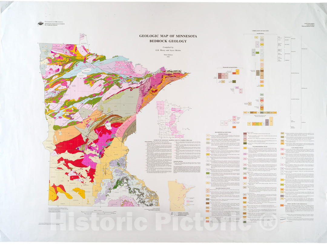 Map : Geologic map of Minnesota, bedrock geology (third edition), 2000 Cartography Wall Art :