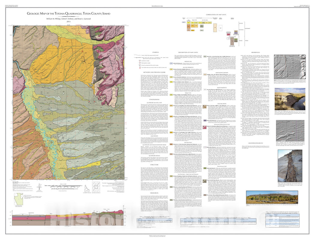 Map : Geologic Map of the Tetonia Quadrangle, Teton County, Idaho, 2013 Cartography Wall Art :