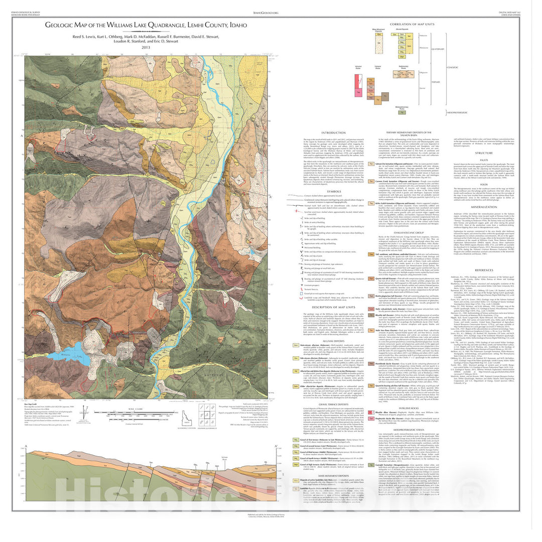 Map : Geologic Map of the Williams Lake Quadrangle, Lemhi County, Idaho, 2013 Cartography Wall Art :