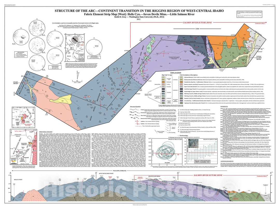 Map : Structure of the Arc-Continent Transition in the Riggins Region of West-Central Idaho, 2013 Cartography Wall Art :