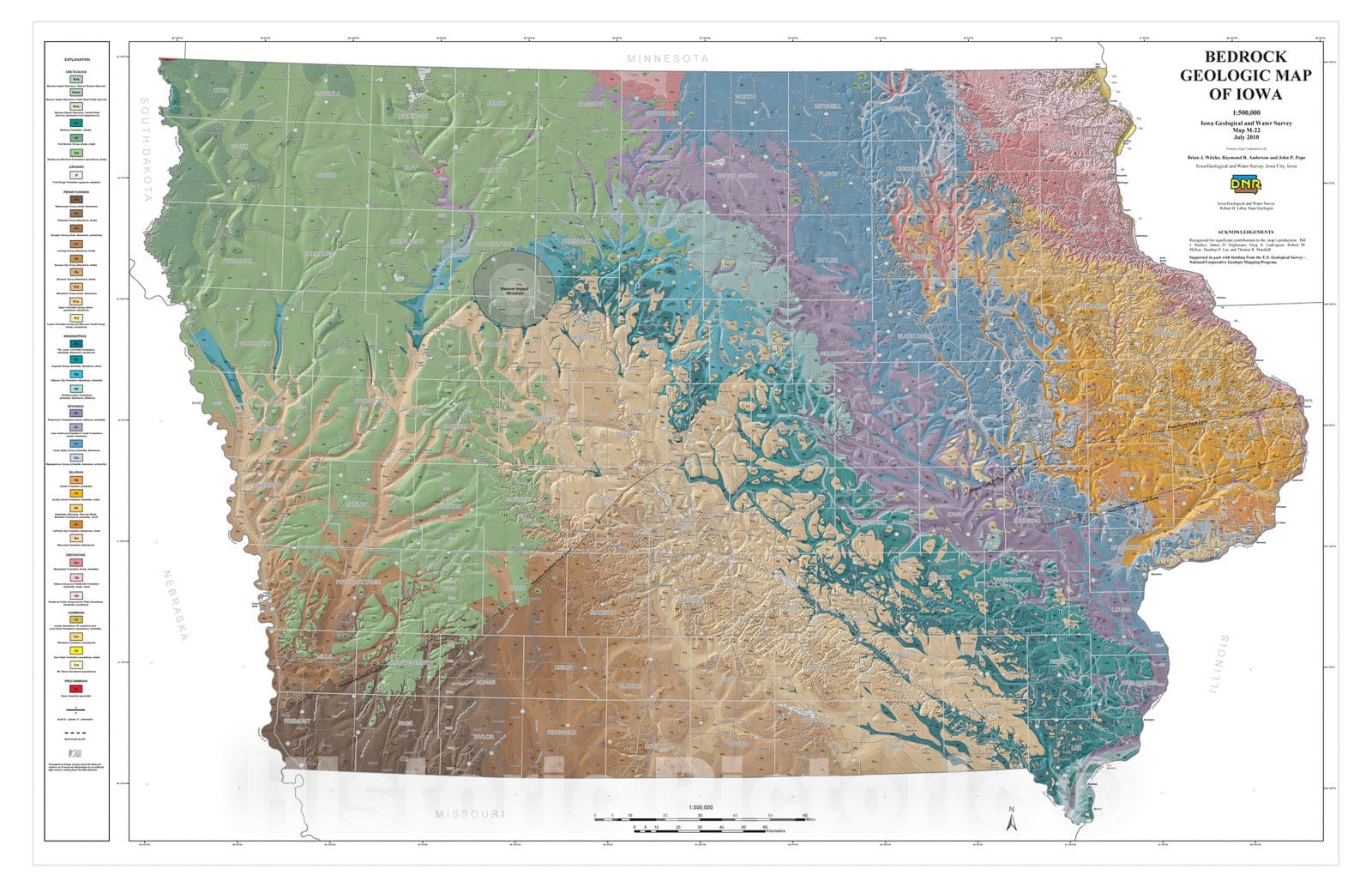 Map : Bedrock geologic map of Iowa, 2010 Cartography Wall Art :