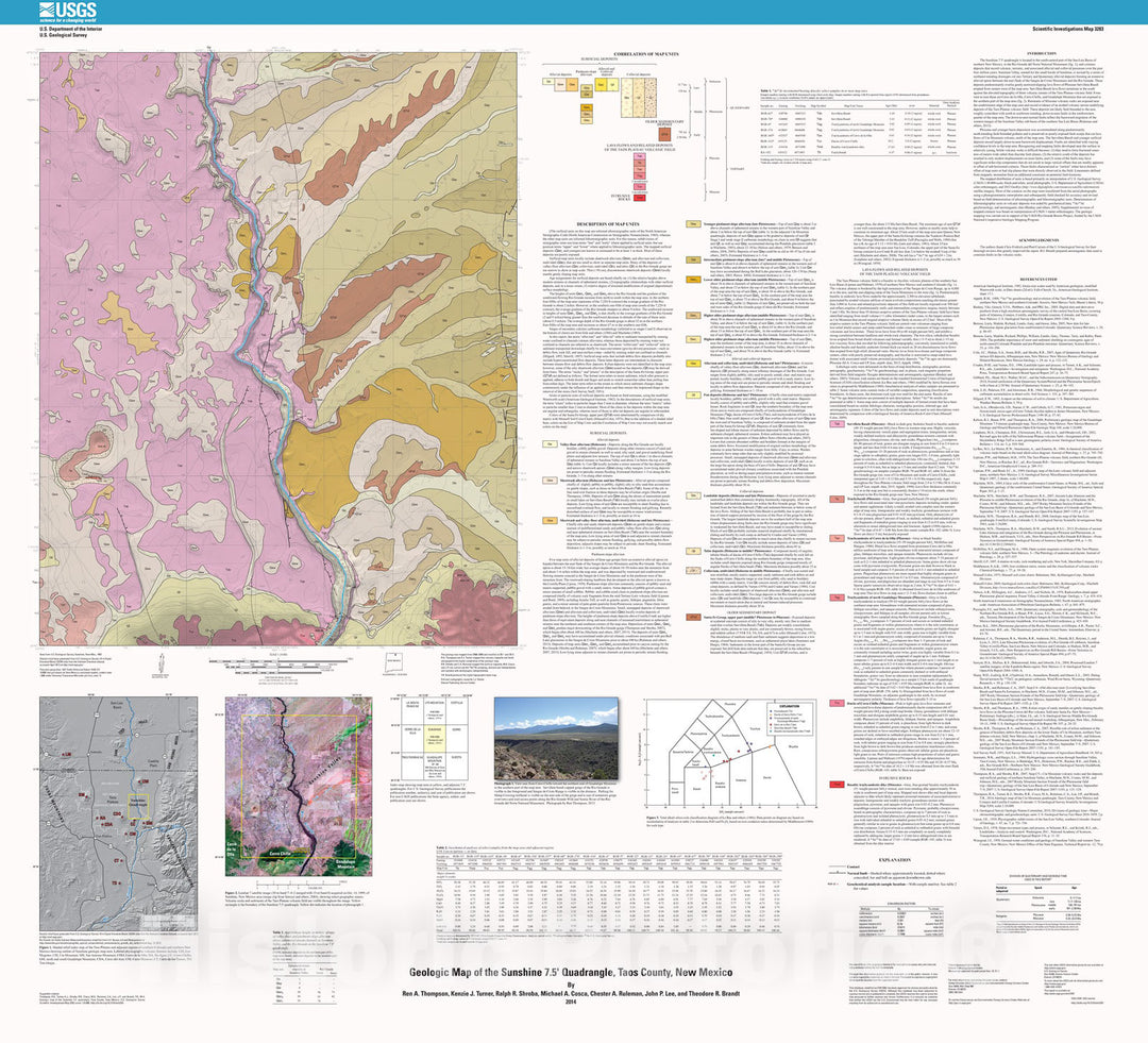 Map : Geologic map of the Sunshine 7.5' quadrangle, Taos County, New Mexico, 2014 Cartography Wall Art :