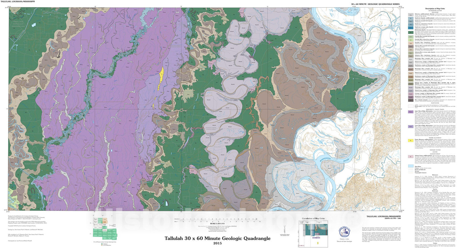 Map : Tallulah thirty x sixty minute geologic quadrangle, 2014 Cartography Wall Art :