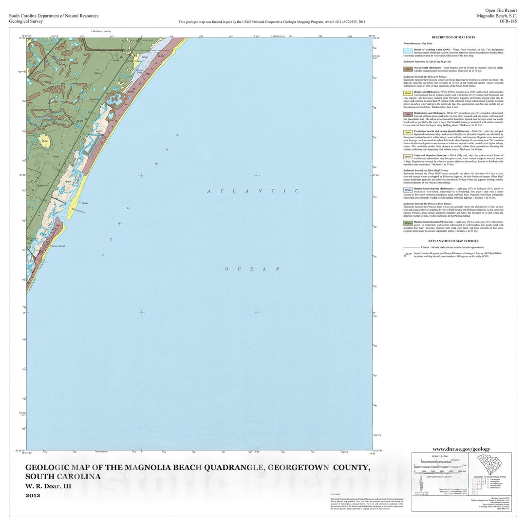 Map : Geologic Map of the Magnolia Beach Quadrangle, Georgetown County, South Carolina, 2012 Cartography Wall Art :