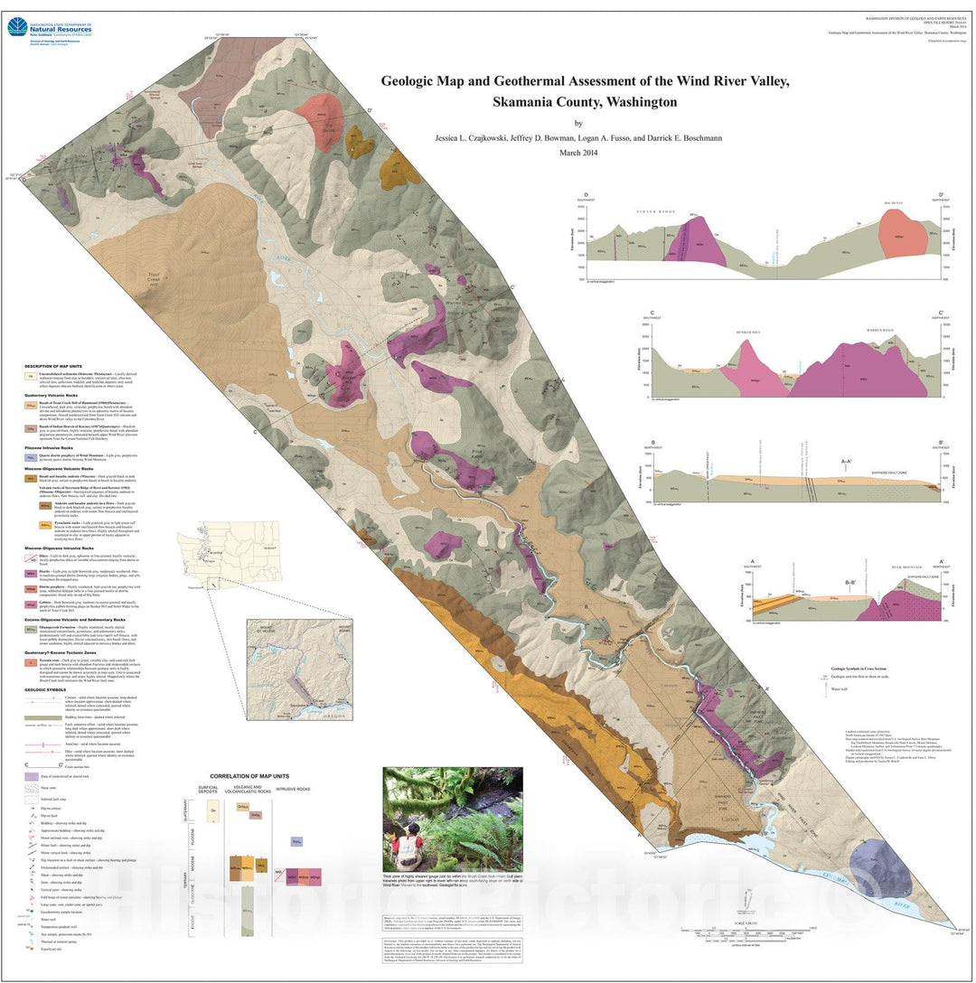 Map : Geologic mapping and geothermal assessment of the Wind River Valley, Skamania County, Washington, 2014 Cartography Wall Art :