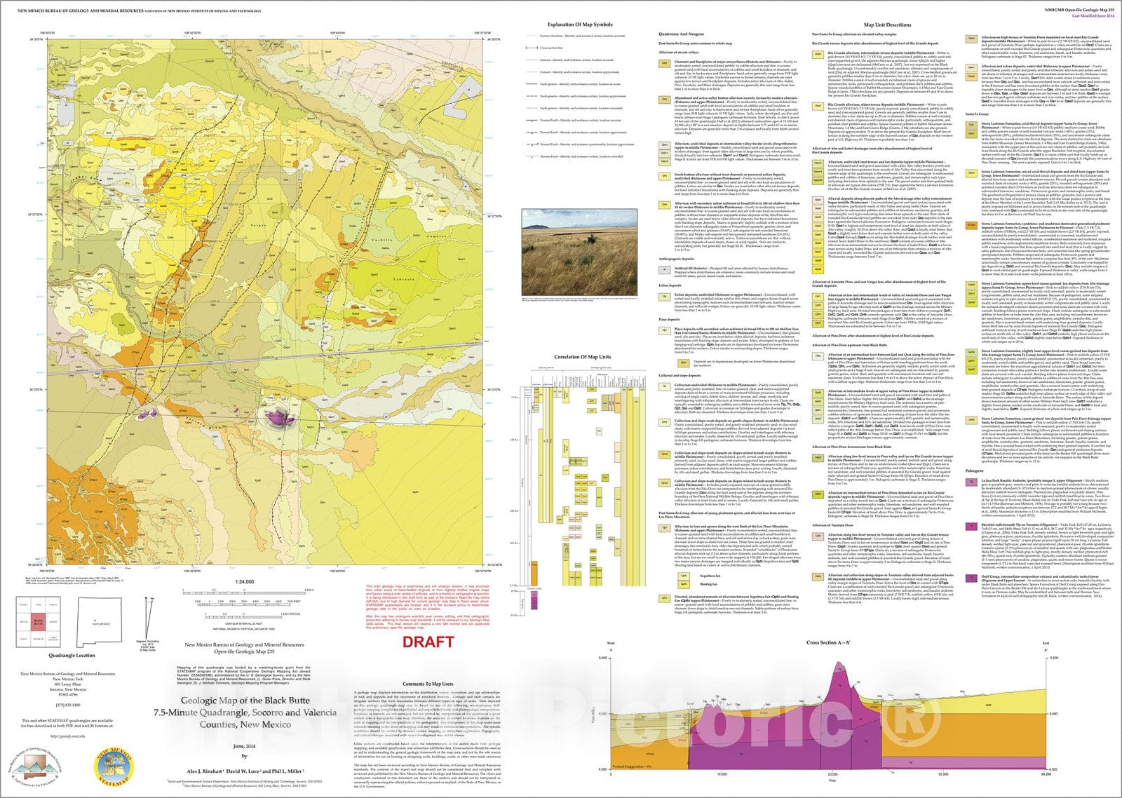 Map : Geologic map of the Black Butte 7.5-Minute Quadrangle, Socorro and Valencia Counties, New Mexico, 2014 Cartography Wall Art :