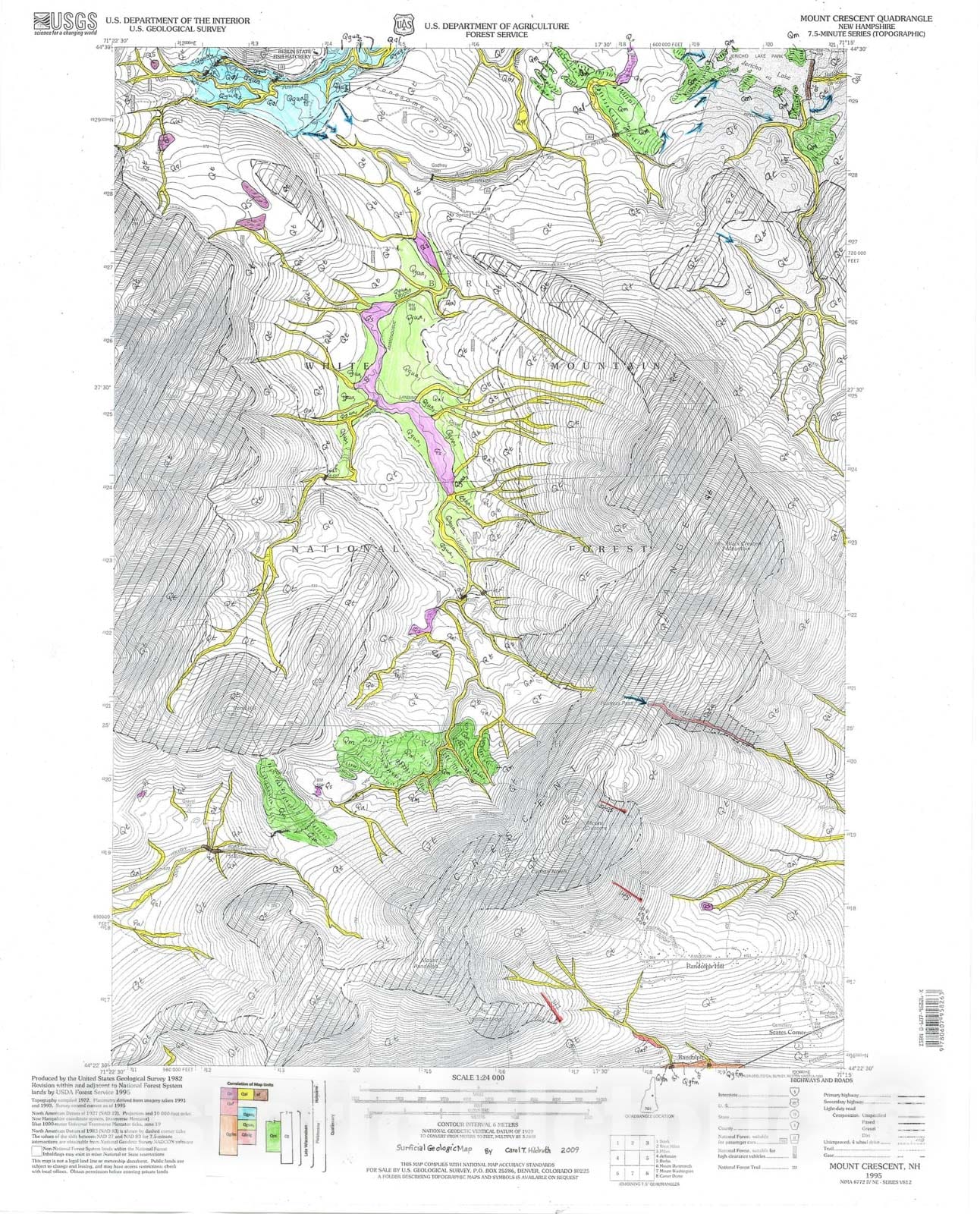 Map : Surficial Geologic Map of the Mount Crescent 7.5 Minute Quadrangle, 2008 Cartography Wall Art :