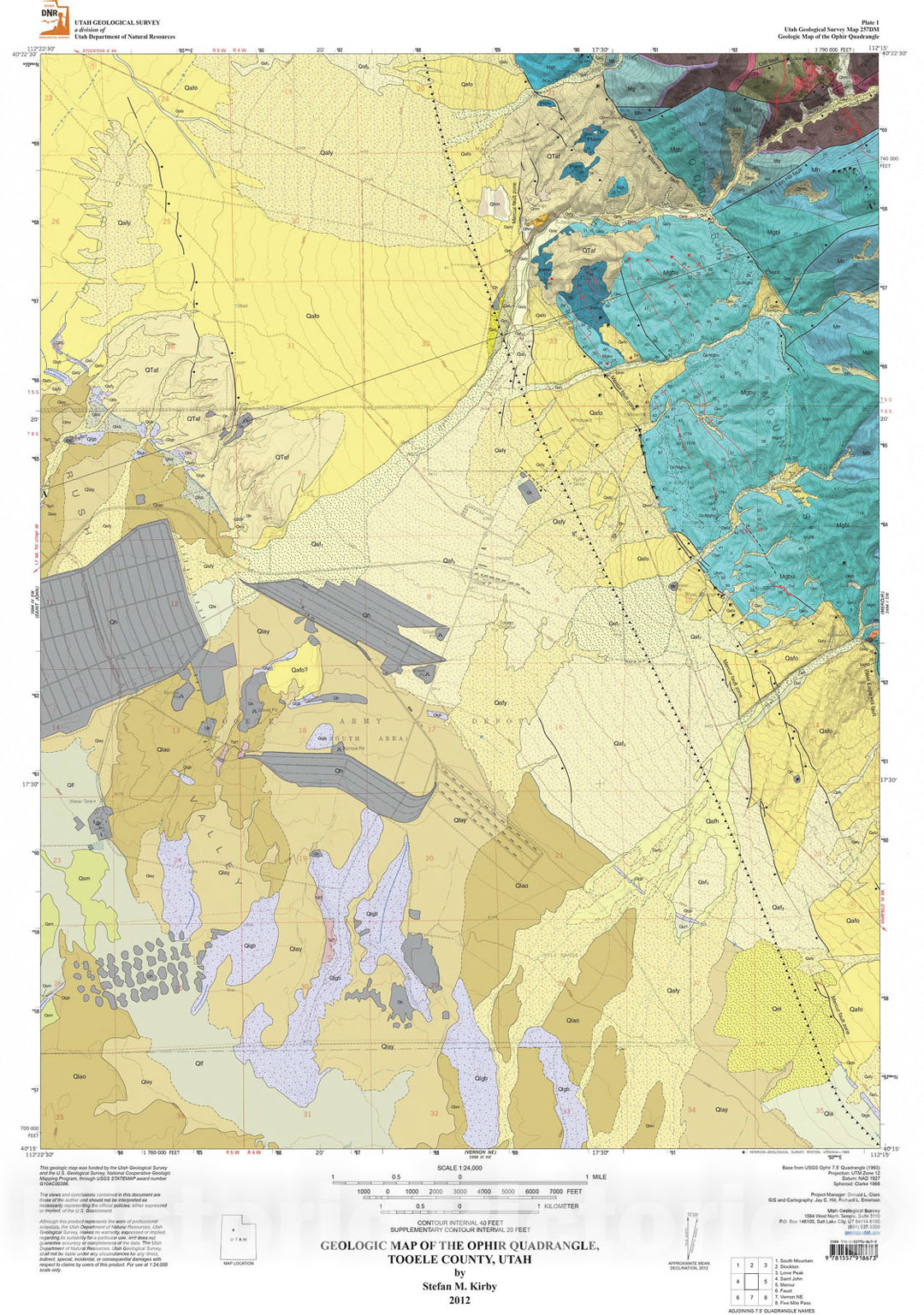 Map : Geologic map of the Ophir quadrangle, Tooele County, Utah, 2013 Cartography Wall Art :