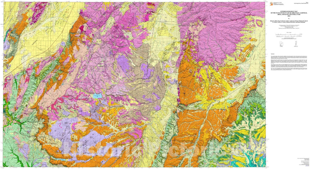 Map : Interim geologic map of the Panguitch 30' x 60' quadrangle, Garfield, Iron, and Kane Counties, Utah , 2012 Cartography Wall Art :