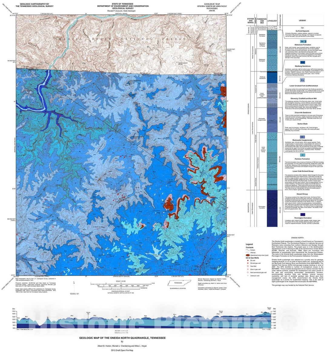 Map : Geologic map of the Oneida North quadrangle, Tennessee, 2013 Cartography Wall Art :