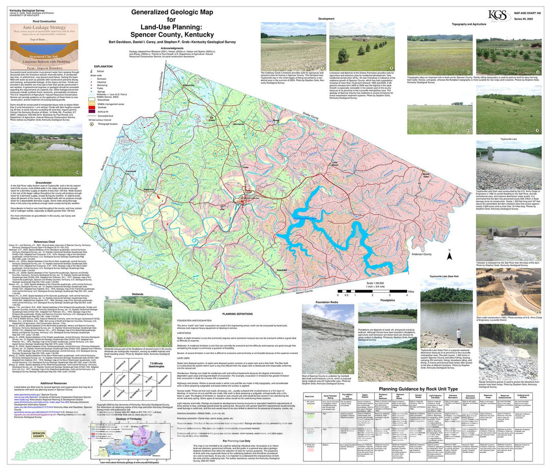 Map : Generalized geologic map for land-use planning: Spencer County, Kentucky, 2005 Cartography Wall Art :