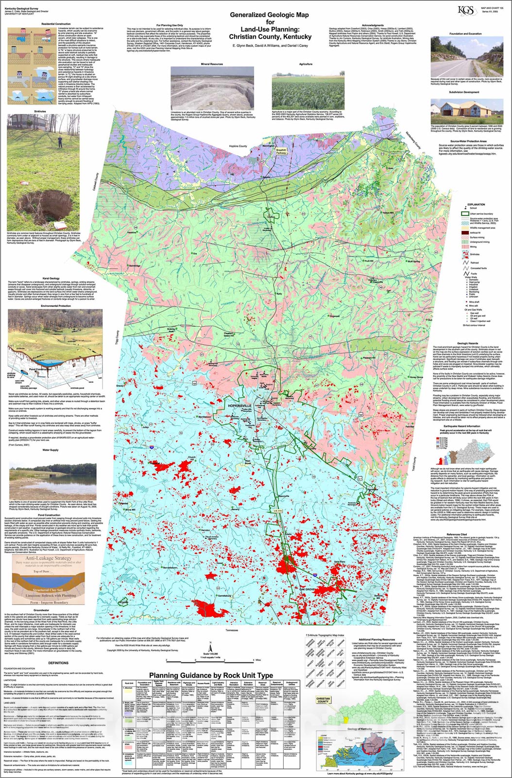 Map : Generalized geologic map for land-use planning: Christian County, Kentucky, 2005 Cartography Wall Art :