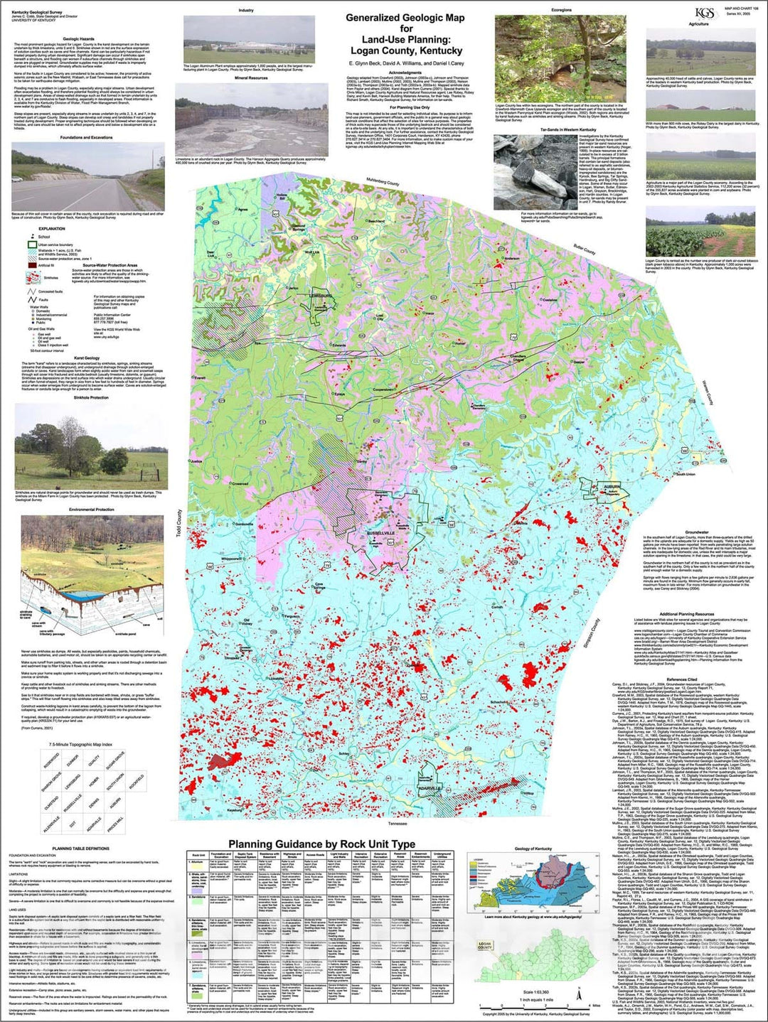 Map : Generalized geologic map for land-use planning: Logan County, Kentucky, 2005 Cartography Wall Art :