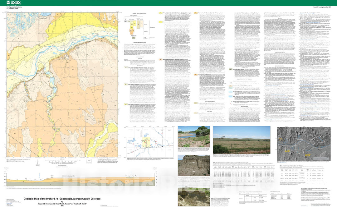 Map : Geologic map of the Orchard 7.5' quadrangle, Morgan County, Colorado, 2015 Cartography Wall Art :