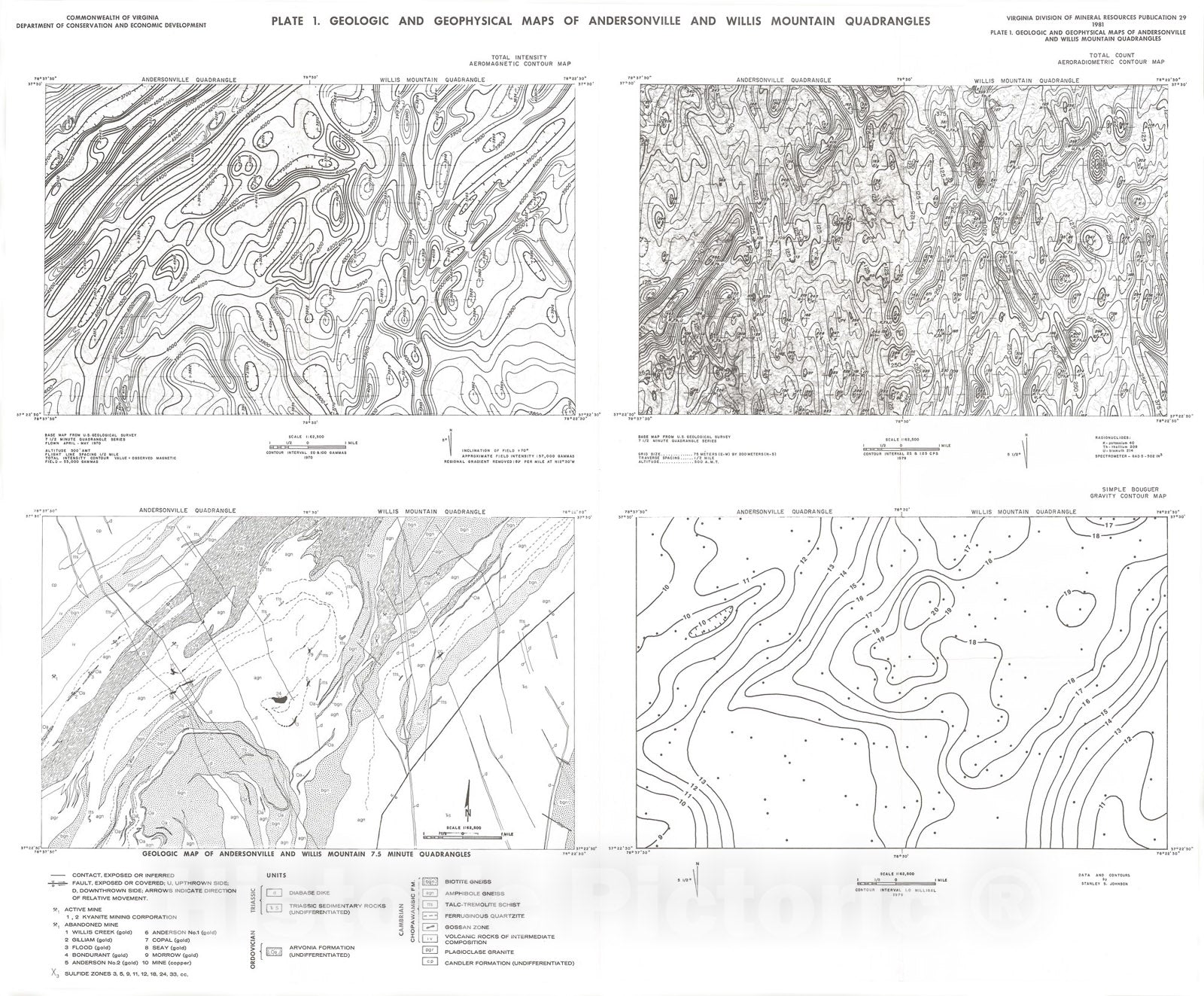 Map : Geologic investigations in the Willis Mountain and Andersonville quadrangles, Virginia, 1981 Cartography Wall Art :