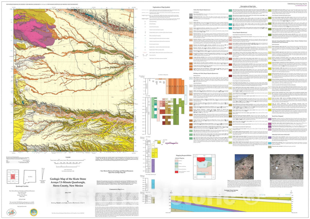 Map : Geologic Map of the Skute Stone Arroyo 7.5-Minute Quadrangle, Sierra County, New Mexico, 2015 Cartography Wall Art :