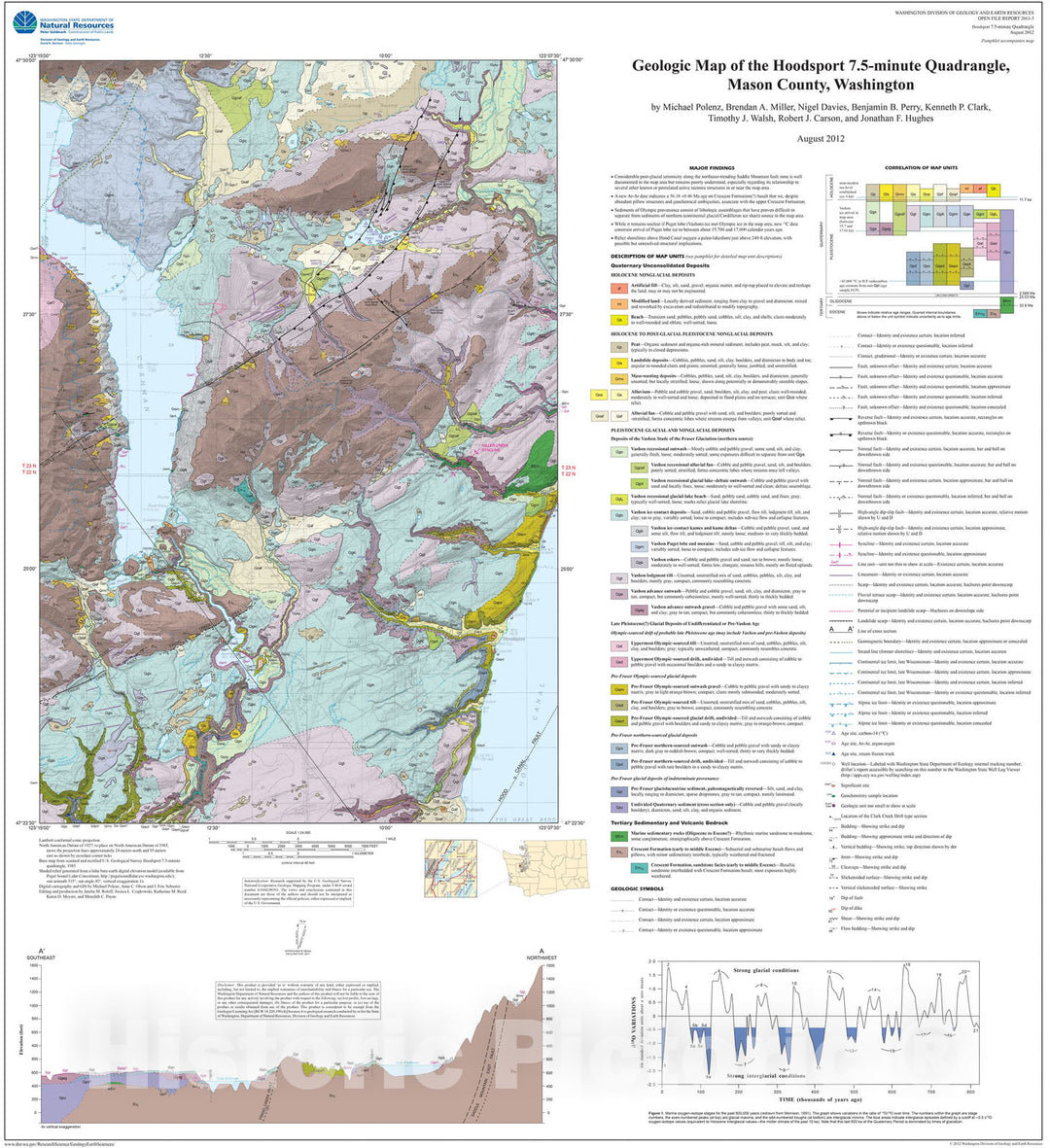 Map : Geologic map of the Hoodsport 7.5-minute quadrangle, Mason County, Washington, 2012 Cartography Wall Art :