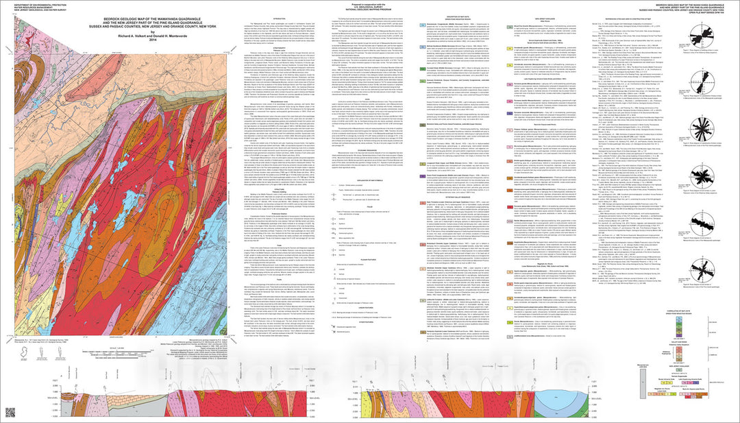 Map : Bedrock geologic map of the Wawayanda quadrangle and the New Jersey part of the Pine Island quadrangle, Sussex and Passaic countie, 2014 Cartography Wall Art :