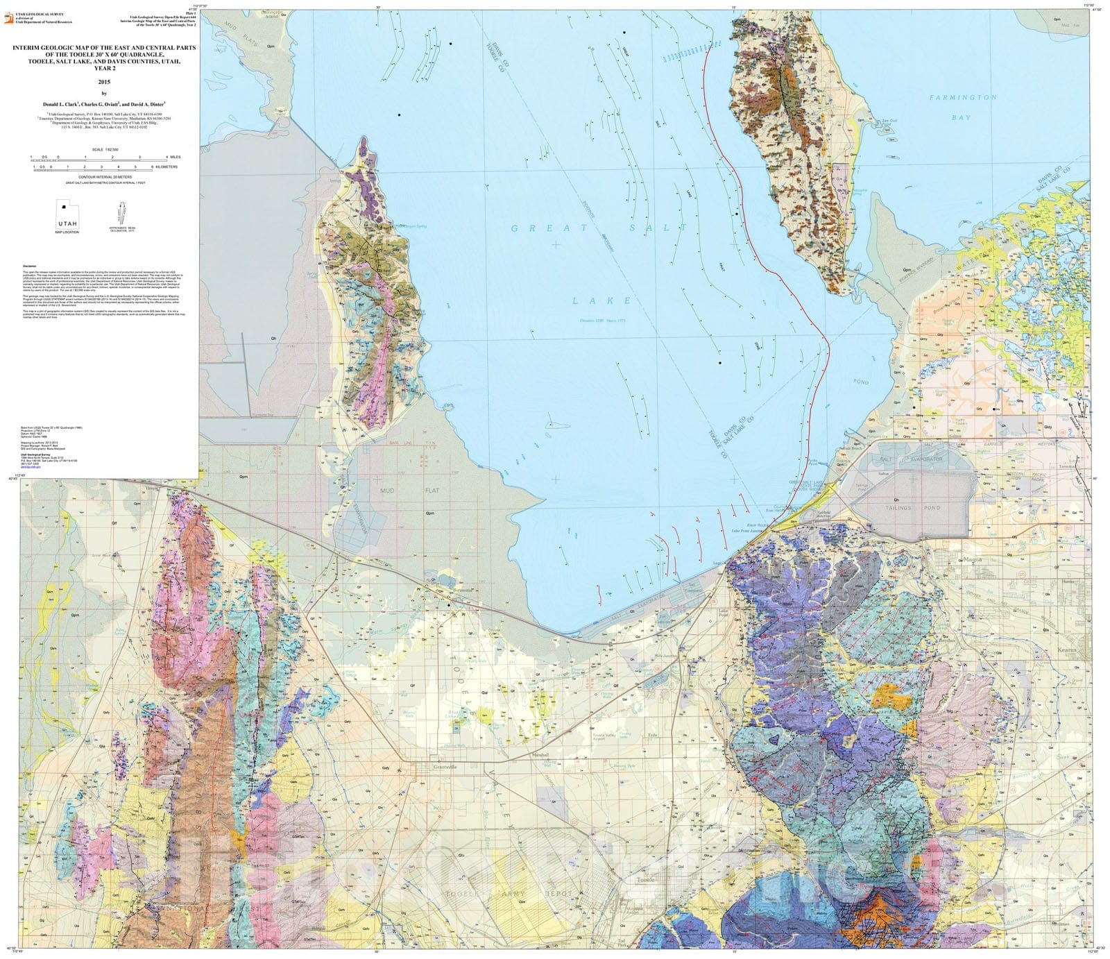 Map : Interim geologic map of the east and central parts of the Tooele 30' x 60' quadrangle, Tooele, Salt Lake, and Davis Counties, Year 2, 2015 Cartography Wall Art :