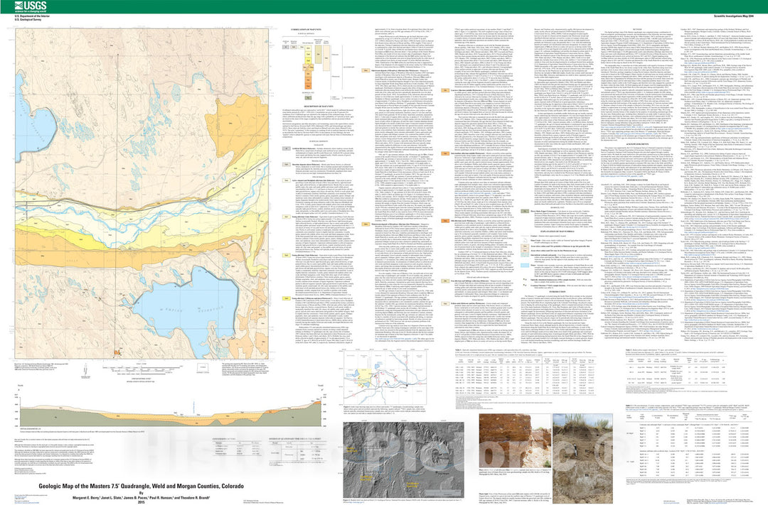 Map : Geologic Map of the Masters 7.5' Quadrangle, Weld and Morgan Counties, Colorado, 2015 Cartography Wall Art :