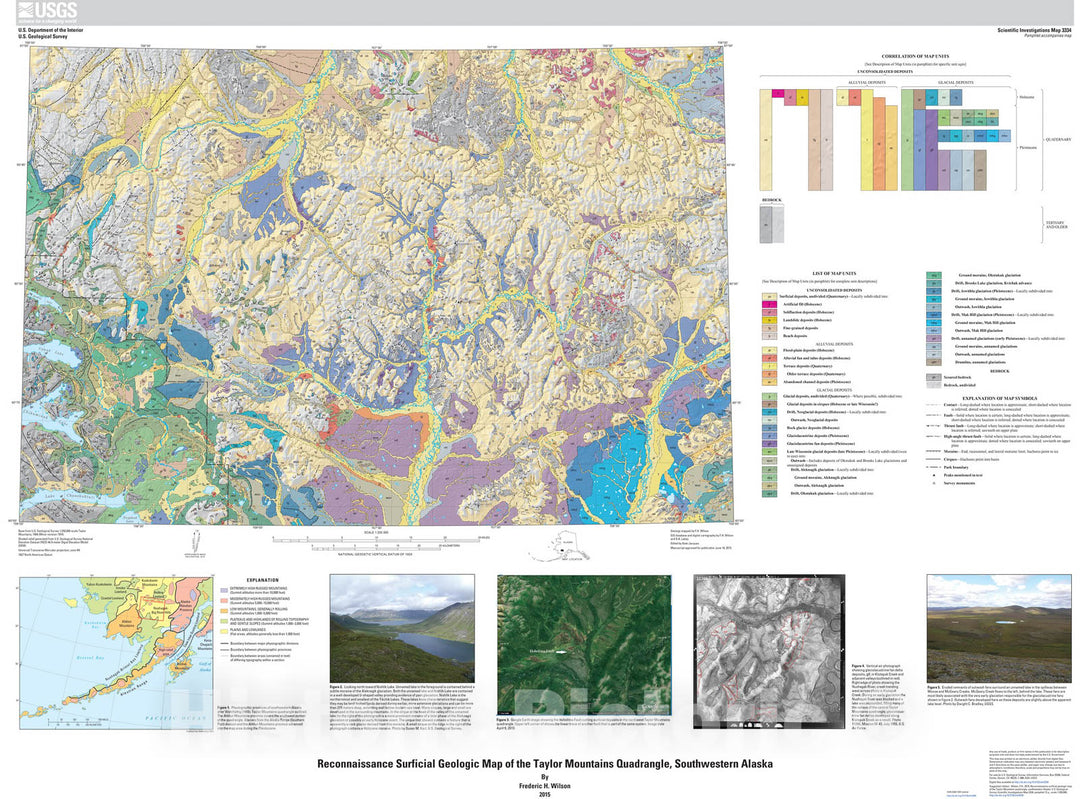 Map : Reconnaissance surficial geologic map of the Taylor Mountains quadrangle, southwestern Alaska, 2015 Cartography Wall Art :