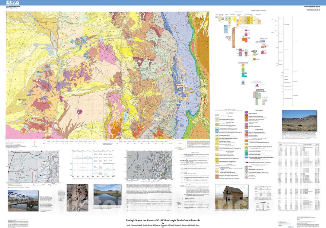 Map : Geologic map of the Alamosa 30' x 60' quadrangle, south-central Colorado, 2015 Cartography Wall Art :