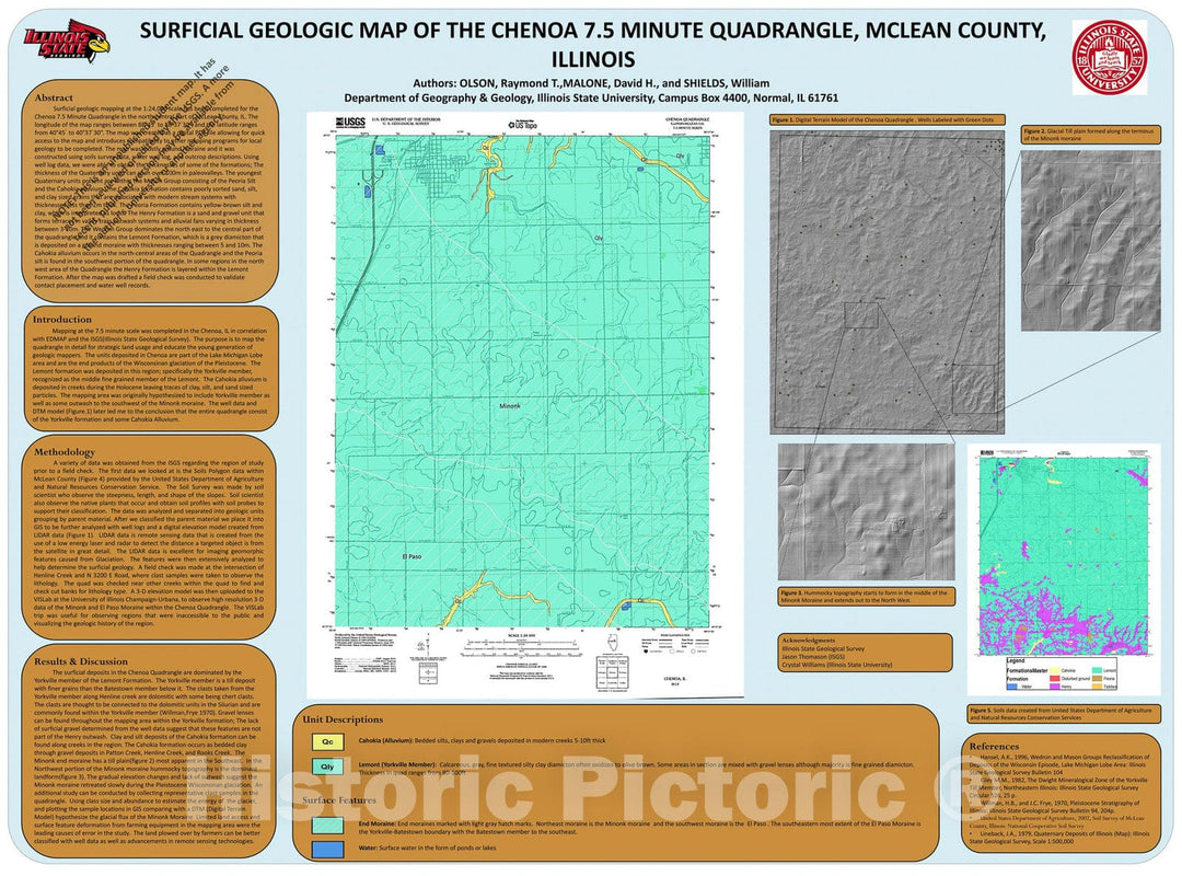 Map : Surficial geologic map of the Chenoa 7.5 Minute Quadrangle, McLean County, Illinois,  Cartography Wall Art :