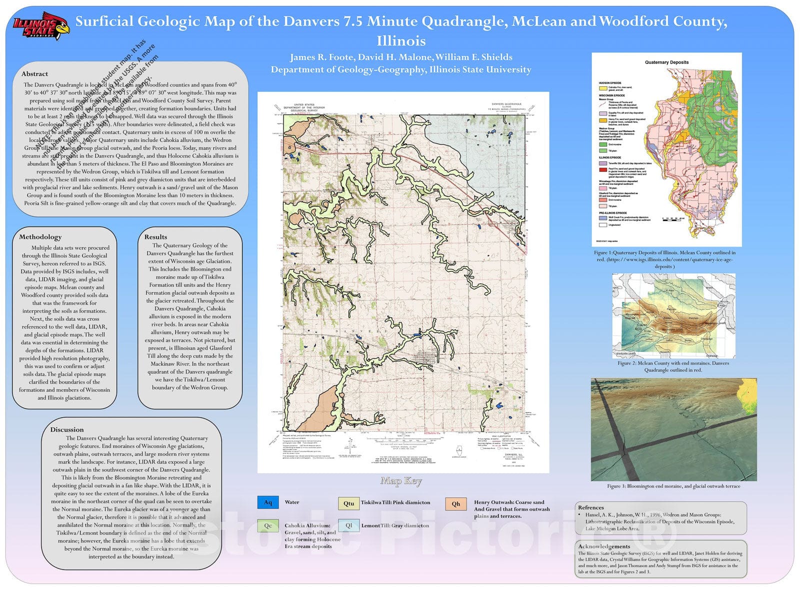 Map : Surficial geologic map of the Danvers 7.5 Minute Quadrangle, McLean and Woodford County, Illinois,  Cartography Wall Art :