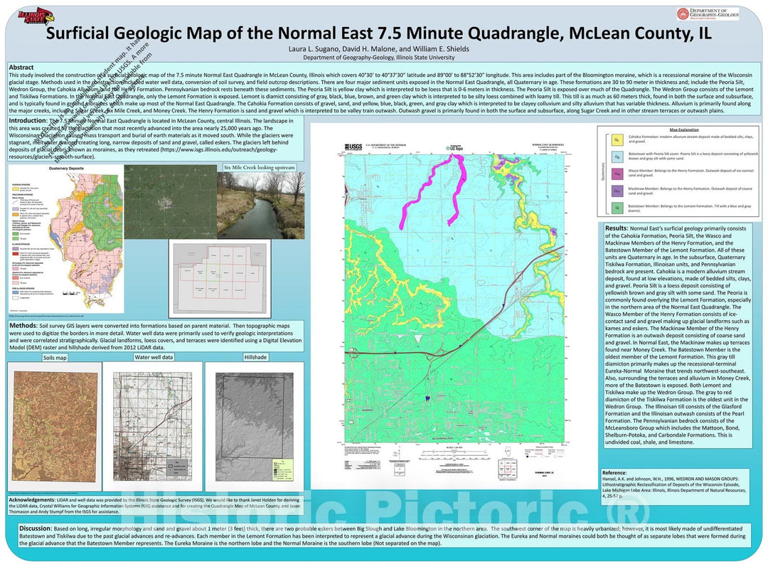 Map : Surficial geologic map of the Normal East 7.5 Minute Quadrangle, McLean County, Illinois,  Cartography Wall Art :