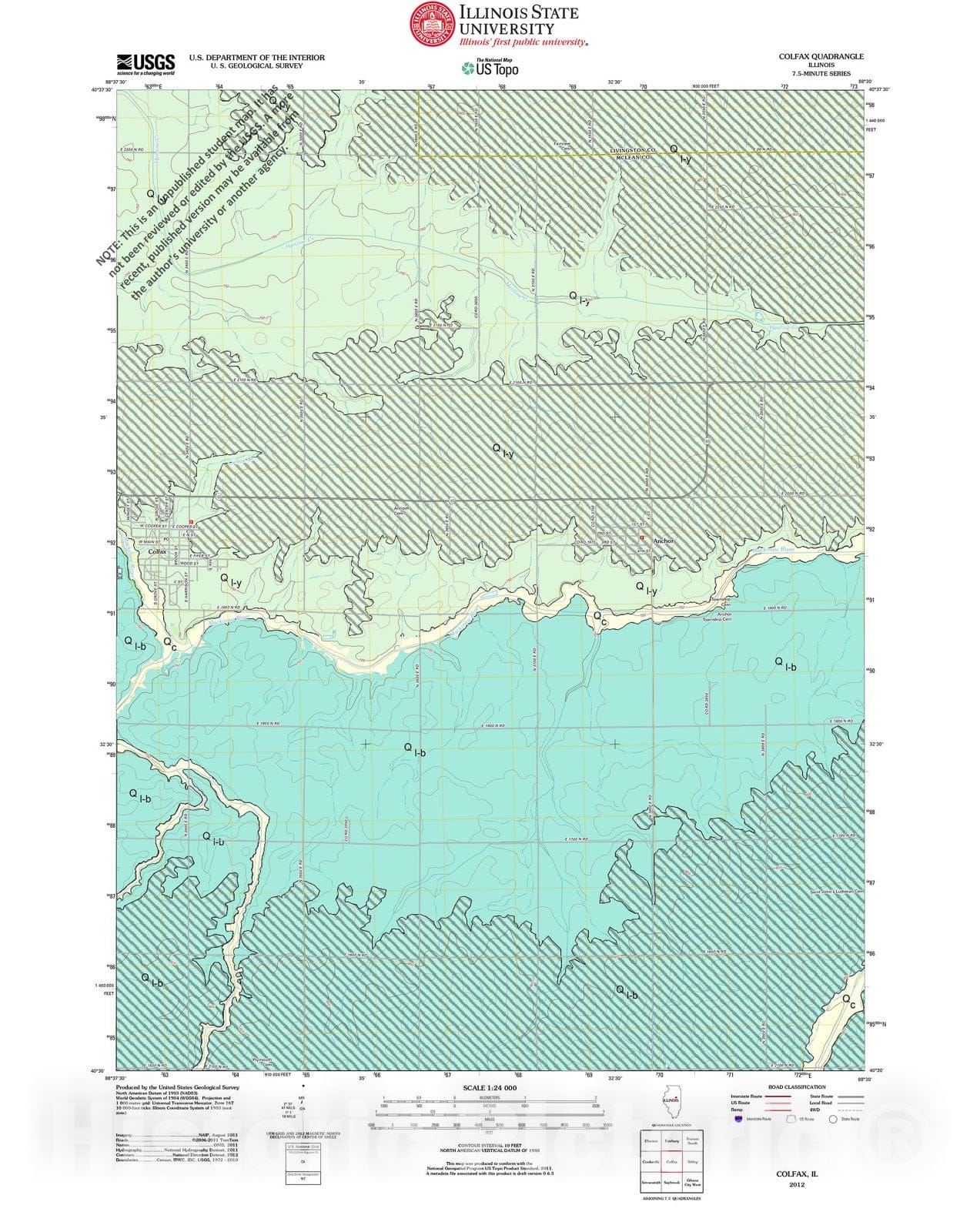 Map : Surficial geologic map, Colfax Quadrangle, McLean County, Illinois,  Cartography Wall Art :