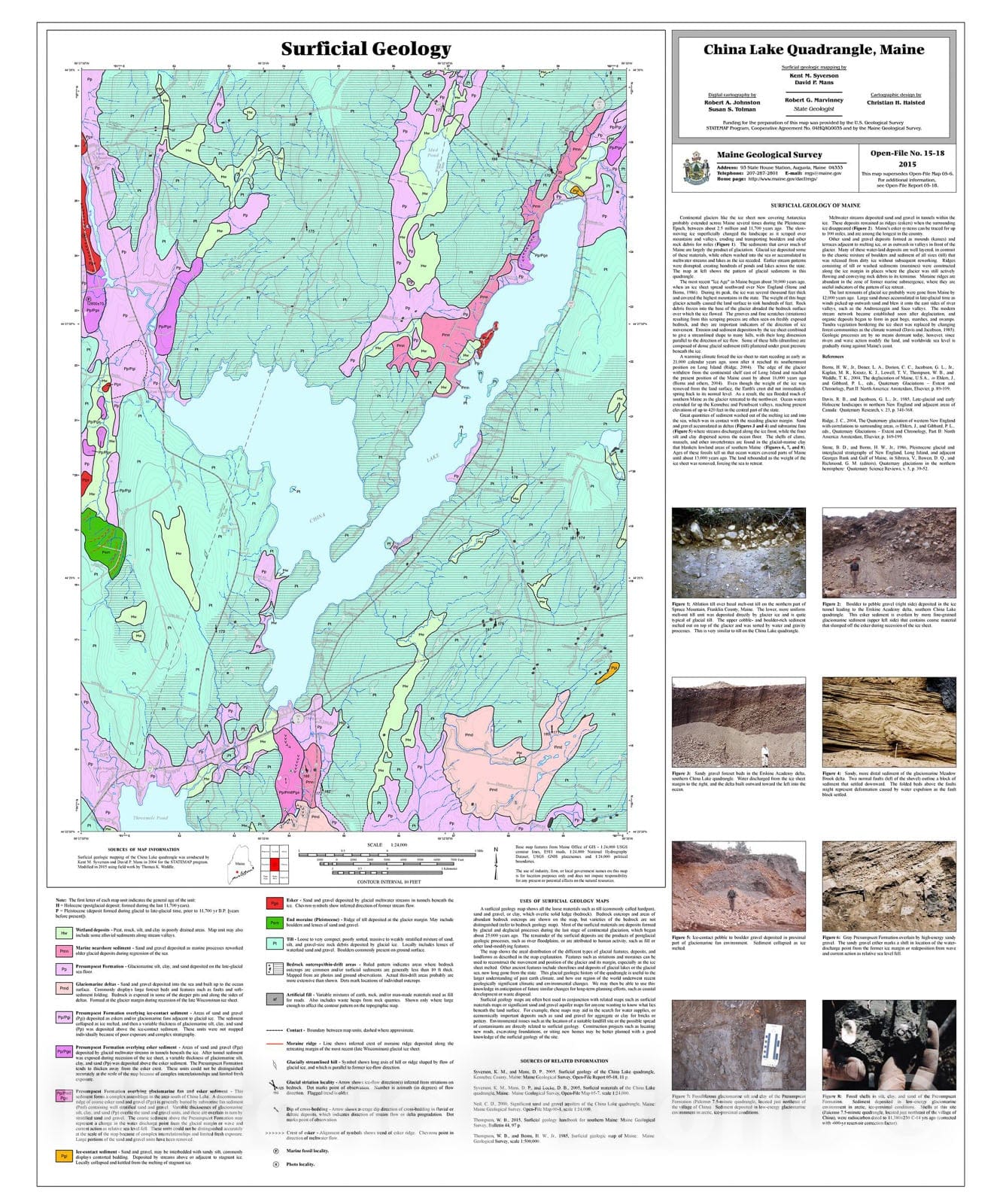 Map : Surficial geology of the China Lake quadrangle, Maine, 2015 Cartography Wall Art :