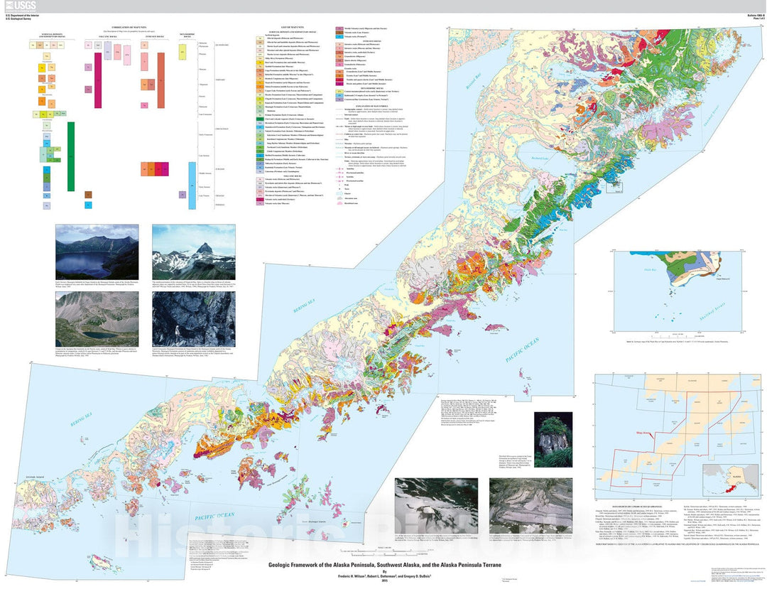 Map : Geologic framework of the Alaska Peninsula, southwest Alaska, and the Alaska Peninsula terrane, 2015 Cartography Wall Art :